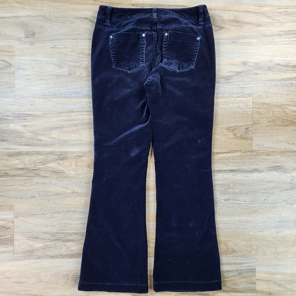 ☔️🔹️INC Bluish Black Velour Luxe Bootcut Pants Size 4/27 - Picture 4 of 13